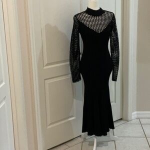 Jonathan Simkhai Black Sheath Maxi Dress with Mock Neck